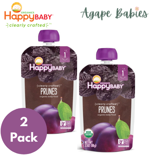 [2 Pack] Happy Baby Happy Family Happy Baby Stage 1 (6+ Months) Clearly Crafted - Prune, 99g Exp: 04/25