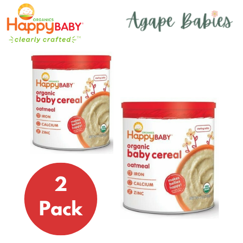 [2 Pack] Happy Baby Happy Family Happy Tot Organic Baby Cereal - Oatmeal, 198 g (Round Tin) (New)