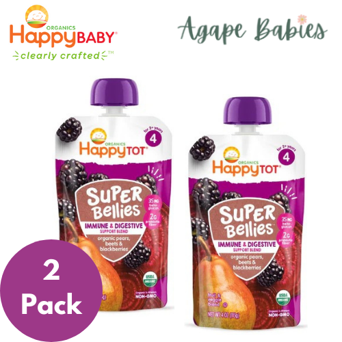 [2 Pack] Happy Baby Happy Family Happy Tot Super Bellies - Pears, Beets & Blackberries, 113 g (For 2yr up) Exp: 04/25