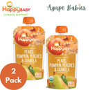 [2-Pack] Happy Baby Happy Family Happy Tot  Clearly Crafted Meals - Pears Pumpkin Peaches & Granola, 113 g Stage 2 (For 6m up) Exp: 11/25