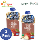 [2-Pack] Happy Baby Happy Family Happy Tot Clearly Crafted - Apples Blueberries & Oats, 113g. Stage 2 (For 6m up) Exp: 03/26