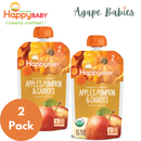 [2-Pack] Happy Baby Happy Family Happy Tot Clearly Crafted - Apples Pumpkin & Carrots, 113g. Stage 2 (For 6m up) Exp: 11/25