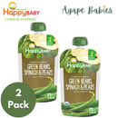 [2-Pack] Happy Baby Happy Family Happy Tot Clearly Crafted - Green Beans Spinach & Pears, 113 g. Stage 2 (For 6m up) Exp: 10/25