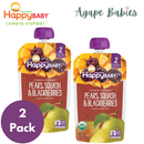 [2-Pack] Happy Baby Happy Family Happy Tot Clearly Crafted - Pears Squash & Blackberries,113g Stage 2 (For 6m up) Exp: 05/26