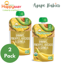 [2-Pack] Happy Baby Happy Family Happy Tot Clearly Crafted Meals - Bananas Pineapples Avocado & Granola 113 g. Stage 2 (For 6m up) Exp: 12/25