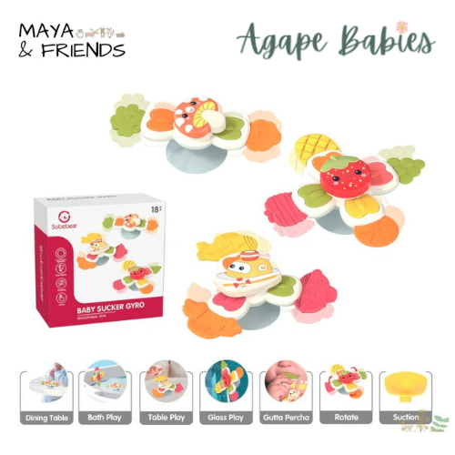 [2-Pack] Maya & Friends Baby Suction Gyro Toy (Assorted Colours)