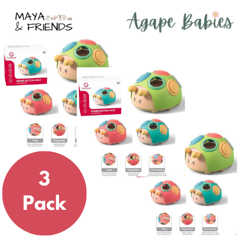 [3-Pack] Maya & Friends Lady Bug Sensory Toy (Assorted Colours)