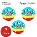 [3-Pack] Maya & Friends Grip & Play Oball With Rattle (Assorted Colours)