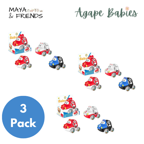 [3-Pack] Maya & Friends Soft Bell Rattle Vehicle (Assorted Designs)