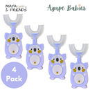 [4-Pack]Maya & Friends U-Shaped Children Toothbrush With Case - 3 Pack