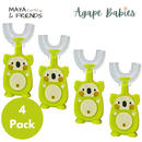 [4-Pack]Maya & Friends U-Shaped Children Toothbrush With Case - 3 Pack