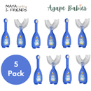 [5-Pack]Maya & Friends Infant Toothbrush Set (U-Shaped & Ultra Soft Bristle) With Case - 3 Colors