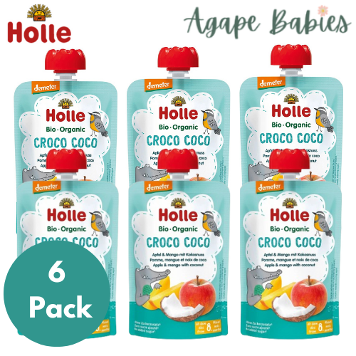 (Bundle of 6) Holle Organic Pouch - Croco Coco - Apple & Mango with Coconut 100g - From 8 Months