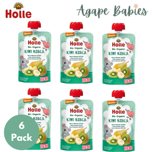 (Bundle of 6) Holle Organic Pouch - Kiwi Koala , Pear & Banana with Kiwi 100g - From 8 Months