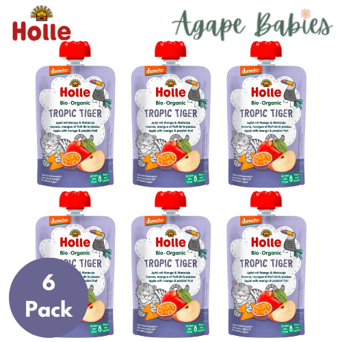 (Bundle of 6) Holle Organic Pouch - Tropic Tiger - Apple with Mango & Passion Fruit 100g - From 8 Months