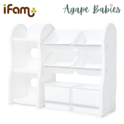 IFAM Design Storage Rack & Bookshelf (2 Large 4 Small Baskets) - White