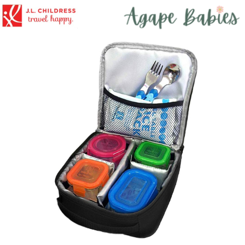 J.L.Childress Cooler Cube Combo Food and Bottle Carrier - Black / Grey