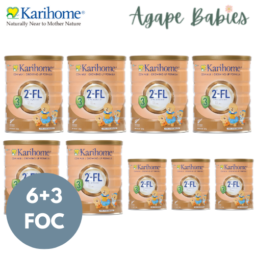 [6+3pcs FOC] Karihome Cow Milk Growing-Up Formula 900gm (1-3 Years) Total 9 Tins Exp: 07/25