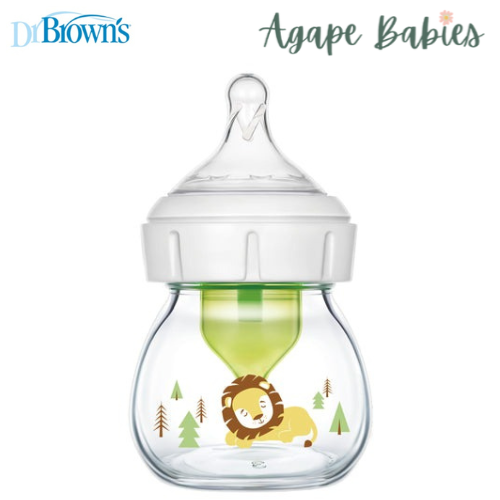 Dr Brown's 2 oz/60 mL Glass W-N Options+ Baby Bottle w/ Preemie Nipple, 1-Pack - Lion