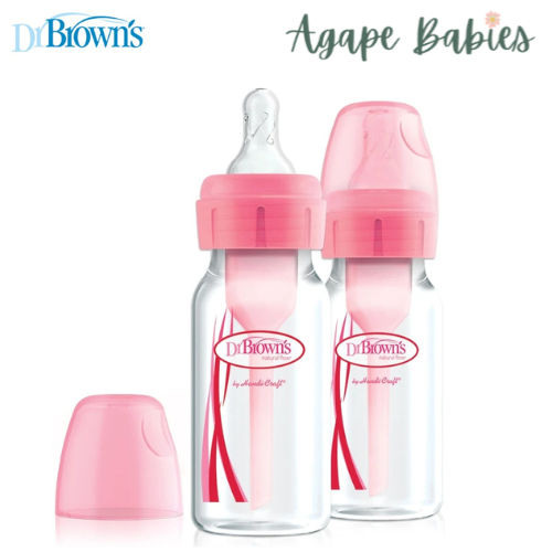 Dr Brown's 4 oz/120 ml PP Narrow-Neck "Options+" Bottle - Pink (2-Pack)