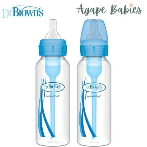 Dr Brown's 8 oz/250 ml PP Narrow-Neck "Options+" Bottle - Blue (Twin Pack)