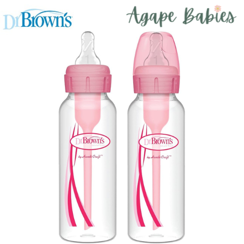 Dr Brown's 8 oz/250 ml PP Narrow-Neck "Options+" Bottle - Pink (Twin Pack)