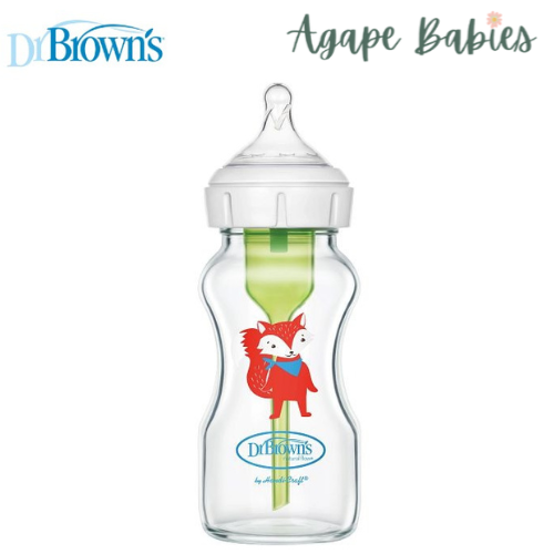 Dr Brown's 9 OZ/270 ML Glass Wide-Neck "OPTIONS+" Bottle W/L3 Nipple,1 Pack - Fox