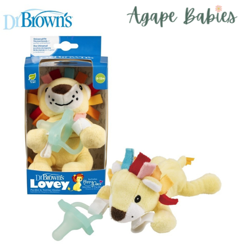 Dr Brown's Lonny The Lion Lovey W/ Aqua One Piece Pacifier