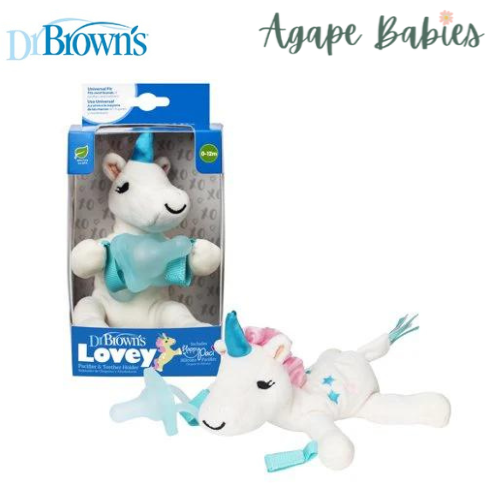 Dr Brown's Lonny Unicorn Lovey W/ Aqua One Piece Pacifier