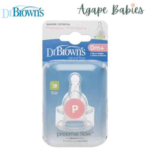 Dr Brown's Preemie Flow Silicon Narrow Neck Nipple 2 Pack