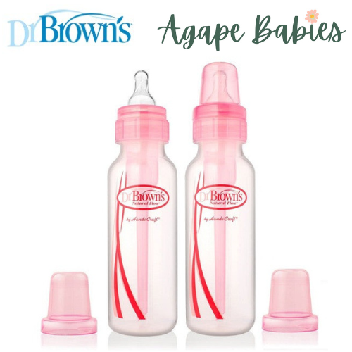 Dr. Brown's 8 Oz/250 Ml PP Narrow-Neck "Options" Bottle - Pink, 2-Pack