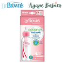 Dr. Brown's 8 Oz/250 Ml PP Narrow-Neck "Options" Bottle - Pink, 2-Pack