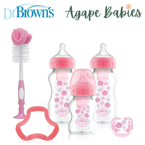 Dr. Brown’s Wide Neck Options+ Baby Feeding Bottle Gift Set - Pink