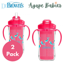 [ 2 Pack ] Dr Brown's 10oz/300Ml Insulated  Straw Cup, 12M+ (Pink Deco)