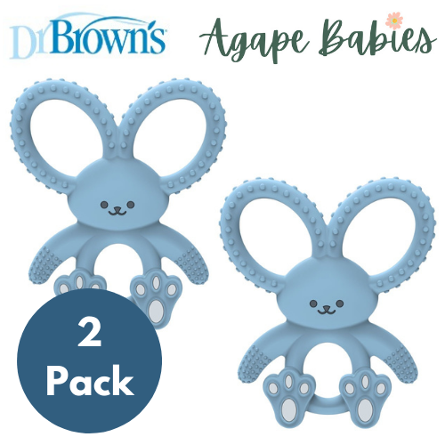 [ 2 Pack ] Dr Brown's Bunny Long Limbed Silicone Teether (Blue)