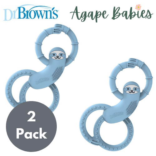 [ 2 Pack ] Dr Brown's Sloth Long Limbed Silicone Teether  (Blue)