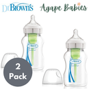 [2-Pack] Dr Brown's 11 oz/330 ml Options+ Wide-Neck Bottle with LEVEL 2 NIPPLE