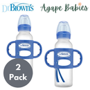 [2-Pack] Dr Brown's 8 oz/250 ml PP NN"Options Compatible" Sippy Spout Bottle W/Silicone Handles - Blue