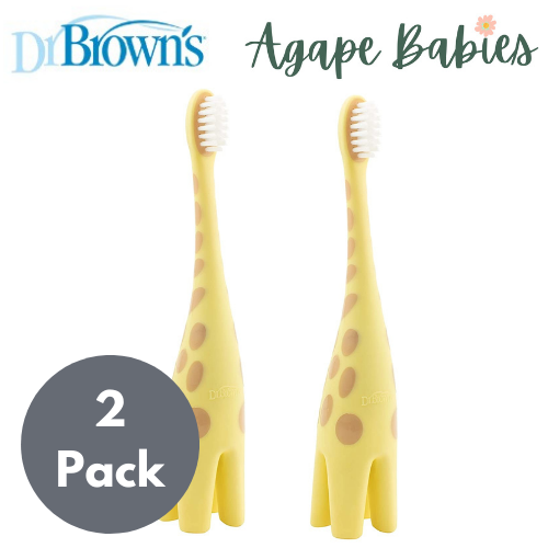 [2-Pack] Dr Brown's Infant-to-Toddler Toothbrush - Giraffe