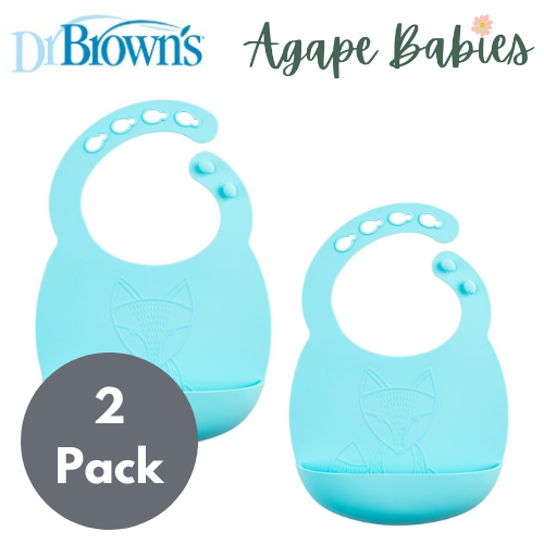 [2-Pack] Dr Brown's Silicone Bib - Turquoise