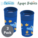 [2-Pack] Dr. Brown's 10OZ/300ML Smooth Wall Cheers 360 Cup (9M+) - Blue