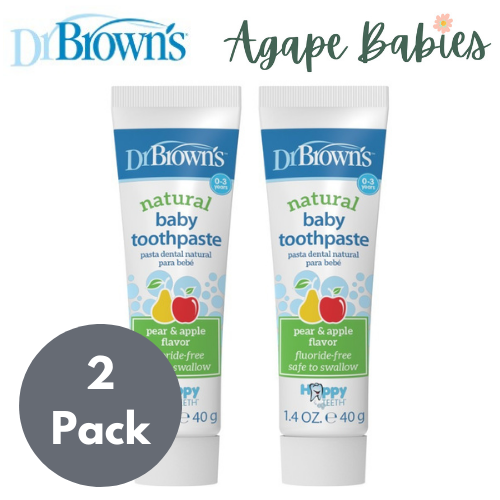 [2-Pack] Dr. Brown's Happy Teeth Fluoride-Free Toothpaste - Pear & Apple Exp: 07/24