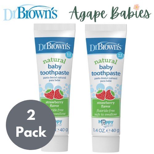 [2-Pack] Dr. Brown's Happy Teeth Fluoride-Free Toothpaste - Strawberry Exp: 11/24