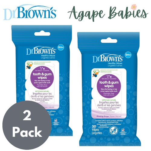 [2-Pack] Dr. Brown's Tooth and Gum Wipes (30 x 2 = 60Pack)