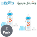 [2-Pack] Dr. Brown’s 9oz/270ml PP Wide-Neck"Options+" Bottle Blue Rainbow Sippy Spout