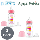 [2-Pack] Dr. Brown’s 9oz/270ml PP Wide-Neck"Options+" Bottle Pink Hearts Sippy Spout