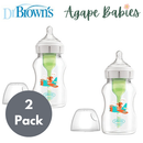 [2-PK ] Dr. Brown’s 11 oz/330 mL PP W-N Options+ Baby Bottle w/ L2 Nipple 1-Pack - 2 Design