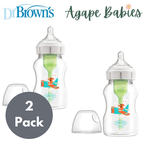 [2-PK ] Dr. Brown’s 11 oz/330 mL PP W-N Options+ Baby Bottle w/ L2 Nipple 1-Pack - 2 Design