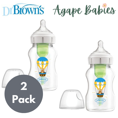 [2-PK ] Dr. Brown’s 11 oz/330 mL PP W-N Options+ Baby Bottle w/ L2 Nipple 1-Pack - 2 Design