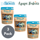 [3 Pack] Dr Brown's Happypaci One-Piece Silicone Pacifier - 0M Blue